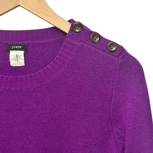 J. Crew Pullover Sweater Wool Cashmere Blend Purple Size Small Buttons Casual - Picture 8 of 16